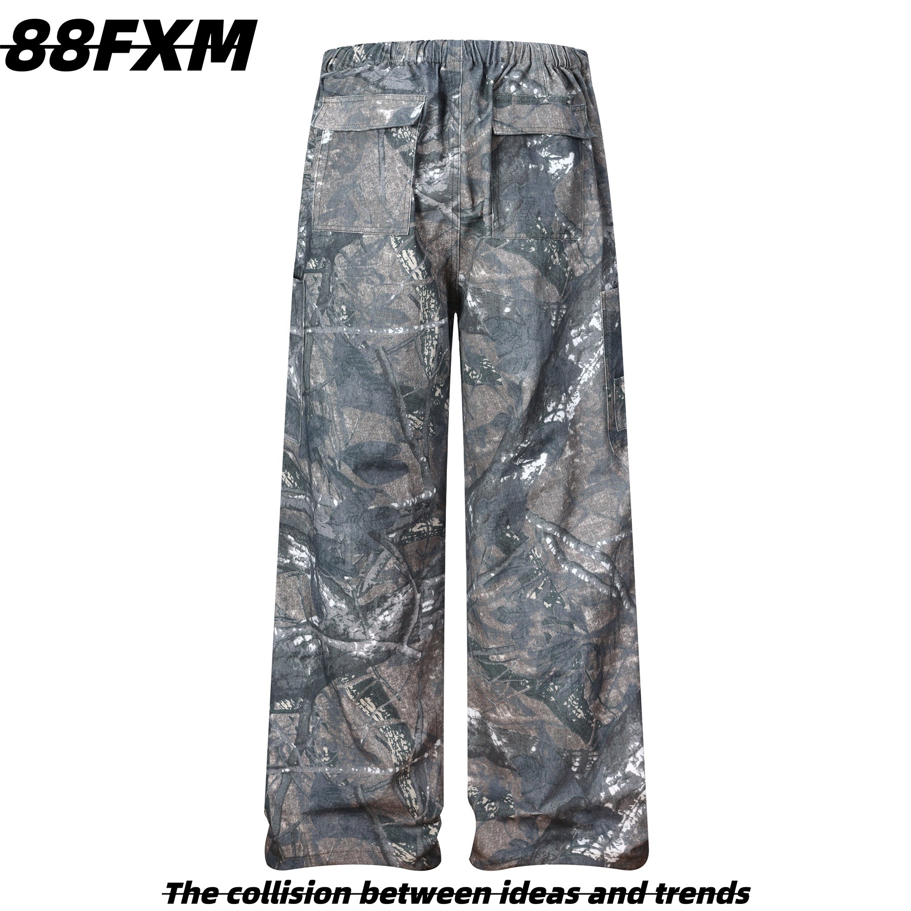 88FXM 美式复古高街树纹迷彩工装裤男女宽松阔腿街舞爵士伞兵裤裤,淘宝优惠券,粉丝福利购,淘宝优惠卷