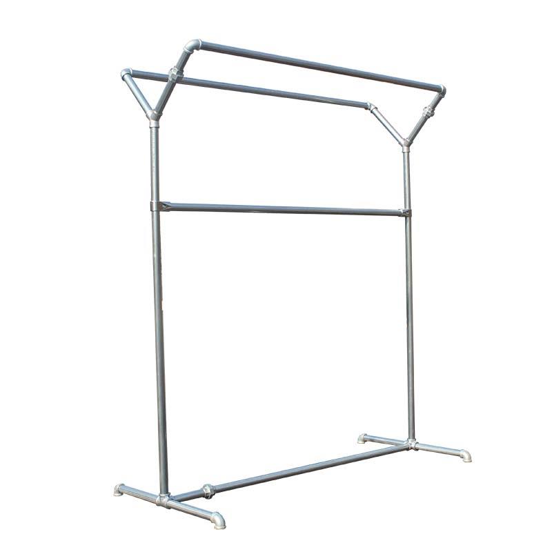 镀锌钢管晾衣架落置地单双杆架晒被子架水管晾衣服架不锈钢落地架 - 图3