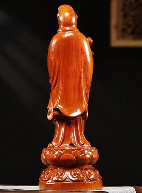 速发花梨木雕观音菩萨佛木工件家居实像观世音家用客厅供奉红木摆