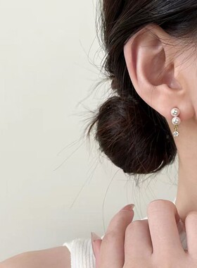 法式气质大气珍珠流苏耳环女2026年新款巨好看耳钉独特漂亮耳饰