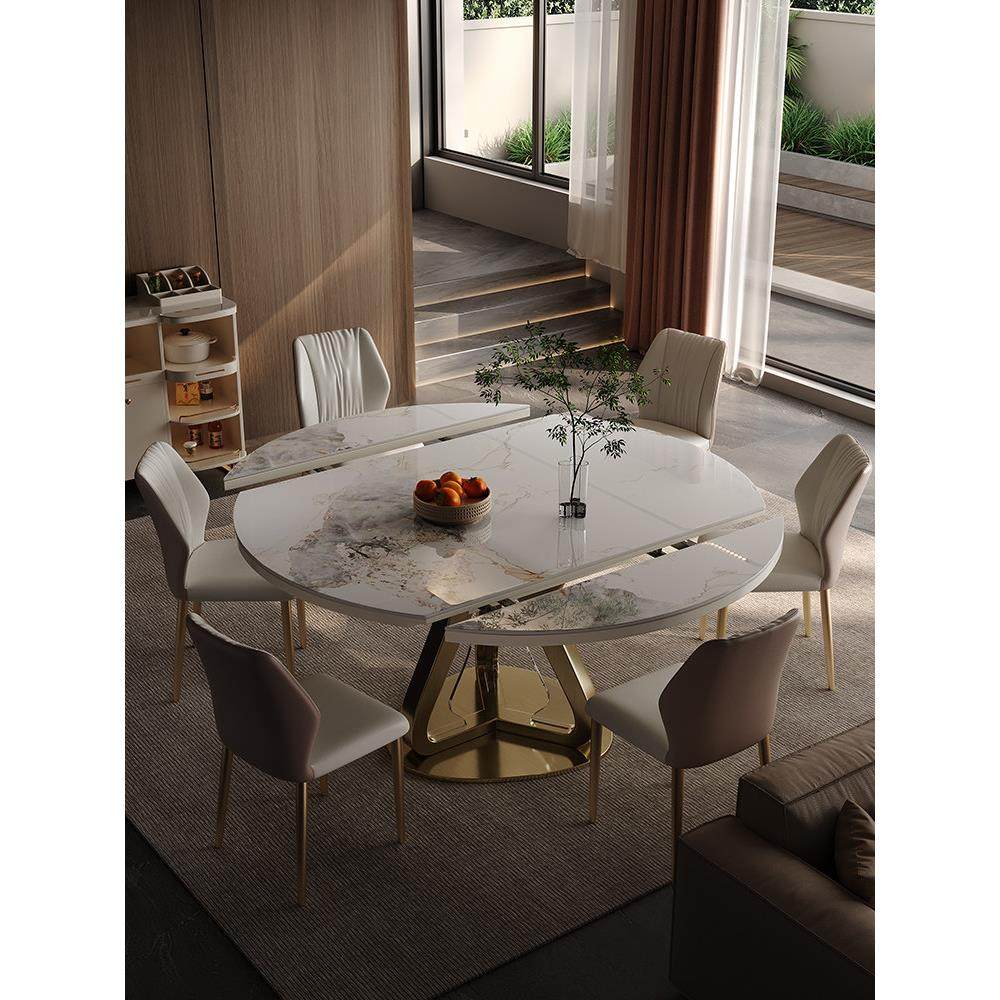 家用小户型可变圆桌板岩餐桌带电磁炉的新型伸缩式方形和圆形餐桌,淘宝优惠券,粉丝福利购,淘宝优惠卷