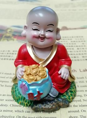 新中式禅意小和尚家居摆件装饰品可爱小沙弥公仔办公室桌面小摆设