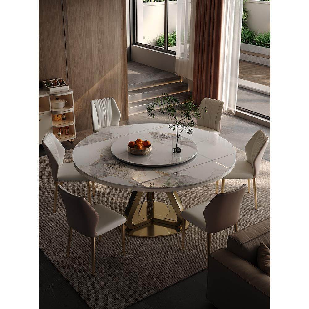 家用小户型可变圆桌板岩餐桌带电磁炉的新型伸缩式方形和圆形餐桌,淘宝优惠券,粉丝福利购,淘宝优惠卷