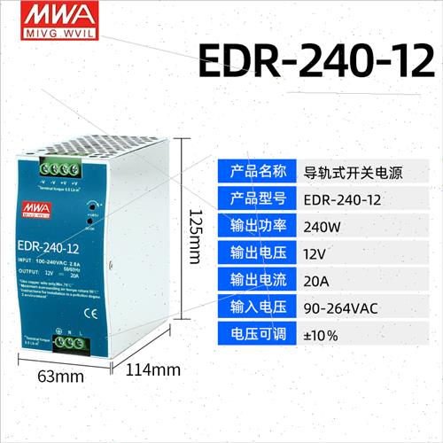 NDR-120-24V导轨开关电源150W60W240W75W480明伟12V48V10A5A直edr - 图0