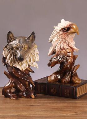 创意轻奢高档酒柜客厅树脂摆件老鹰玄关家居装饰品狮子老虎工艺品