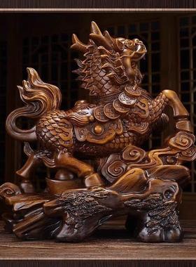 招财麒麟摆件树脂客厅酒柜电视柜装饰品摆设店铺开 业乔迁新居礼