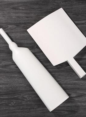 北欧几何扁形莫兰迪色陶瓷花瓶摆件现代简约样板间客厅花器装饰品