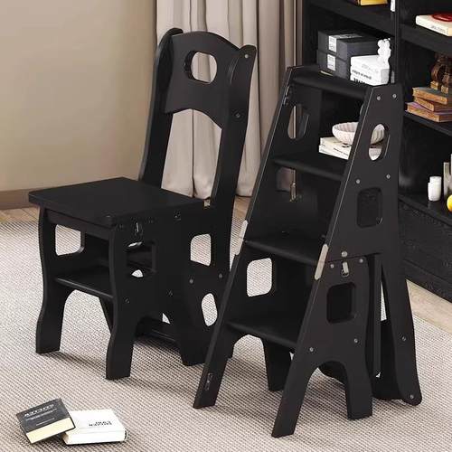 实木梯椅家用折叠伸缩两用梯凳室内梯子椅子登高人字梯楼梯多功能 - 图1
