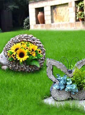 户外室外花园蝴蝶动物花盆装饰农村庭院布置院子幼儿园草坪摆件