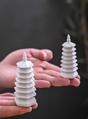 禅意陶瓷工艺品假山盆景微景观鱼缸造景流水器配件宝塔凉亭小摆件