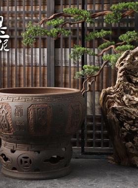 景德镇土陶粗陶古法养鱼陶瓷大缸鱼缸乌龟睡莲缸雕刻水缸金鱼缸