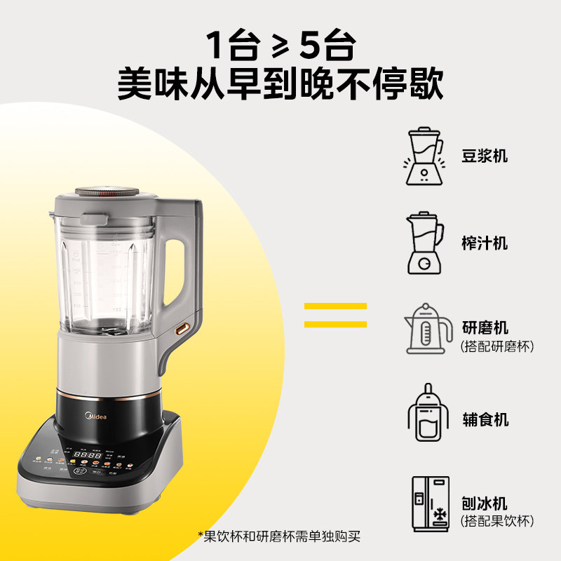 美的破壁机可拆洗静轻音家用全自动多功能料理机豆浆榨汁机大容量,淘宝优惠券,粉丝福利购,淘宝优惠卷