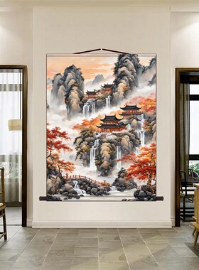 速发仙堂背景无动物活物山口画仙家背景水堂亭子贴画装饰壁纸贴纸