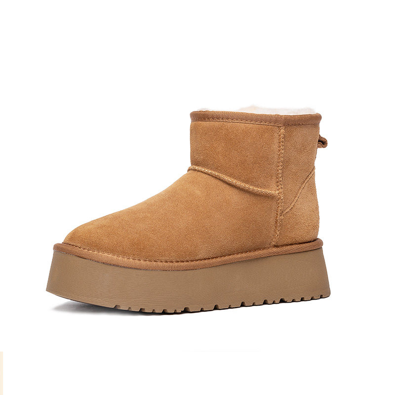 雪地靴女冬季厚底羊皮毛一体厚底防滑增高短筒靴加绒2025桑坡新款 - 图2