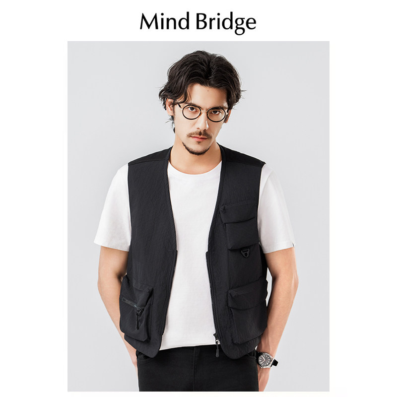 Mind Bridge工装马甲男春季新款户外摄影钓鱼马夹多口袋休闲坎肩,淘宝优惠券,粉丝福利购,淘宝优惠卷