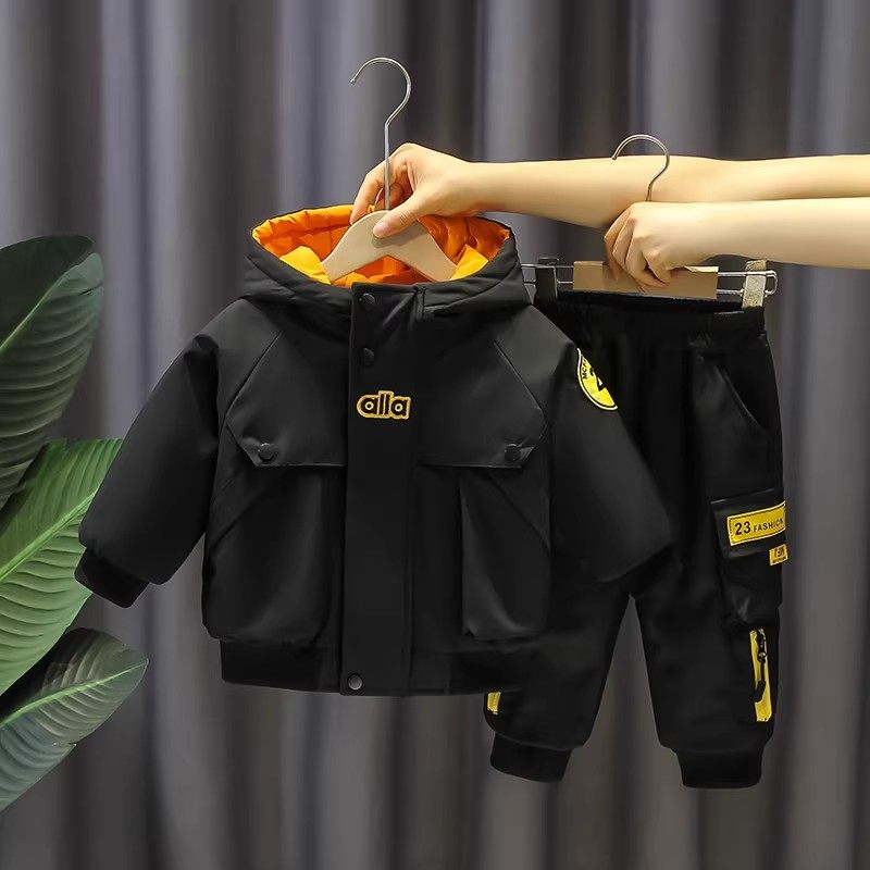 法国男童秋冬装加厚套装痞帅儿童时髦两件套冬季男孩夹棉加厚外套,淘宝优惠券,粉丝福利购,淘宝优惠卷
