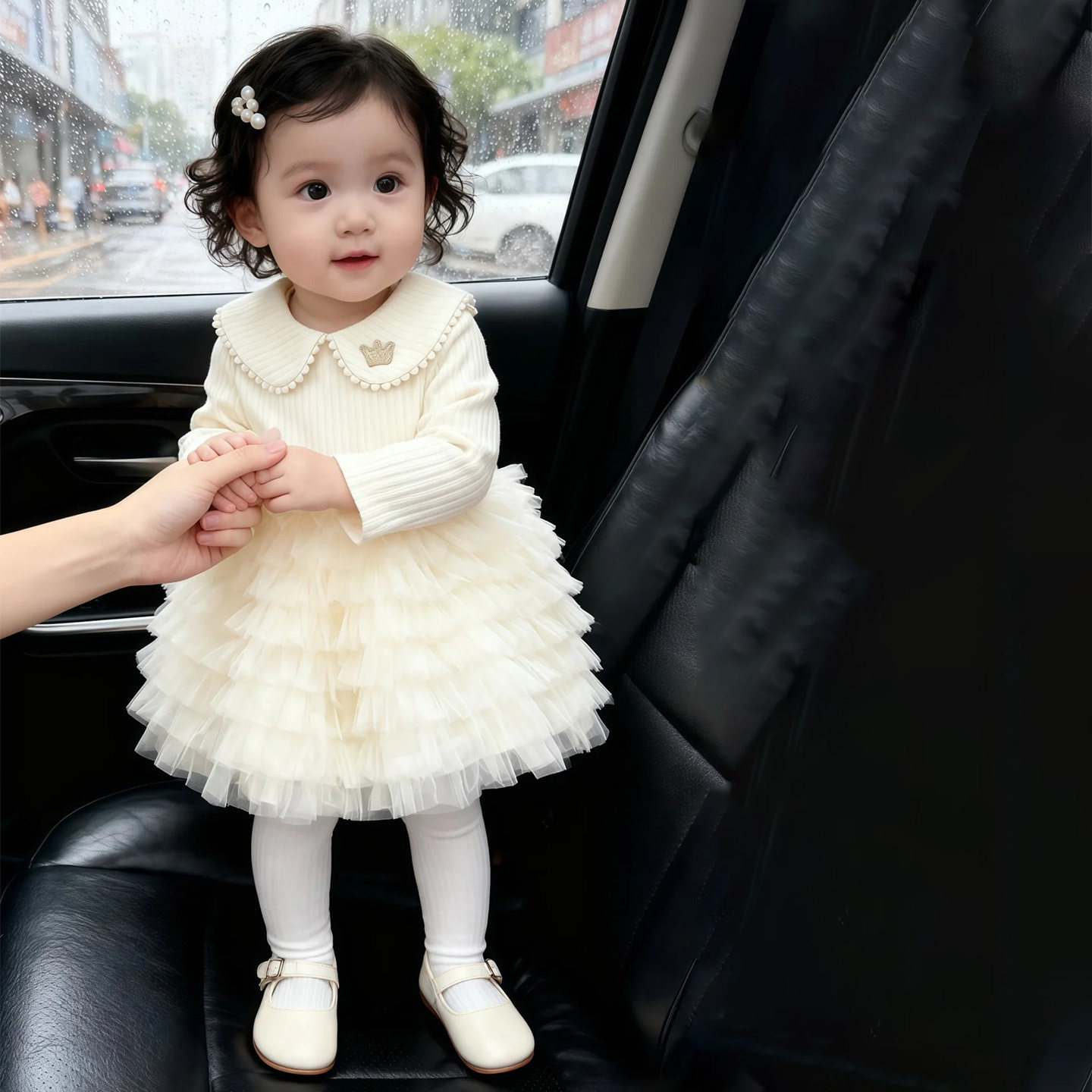 女童连衣裙冬季韩系女宝宝超好看针织翻领网纱公主裙儿童礼服裙冬,淘宝优惠券,粉丝福利购,淘宝优惠卷