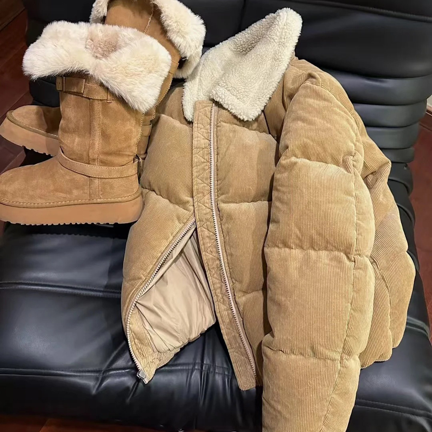 女童羽绒服冬季2025新款洋气儿童韩版宝宝保暖毛绒翻领灯芯绒外套,淘宝优惠券,粉丝福利购,淘宝优惠卷