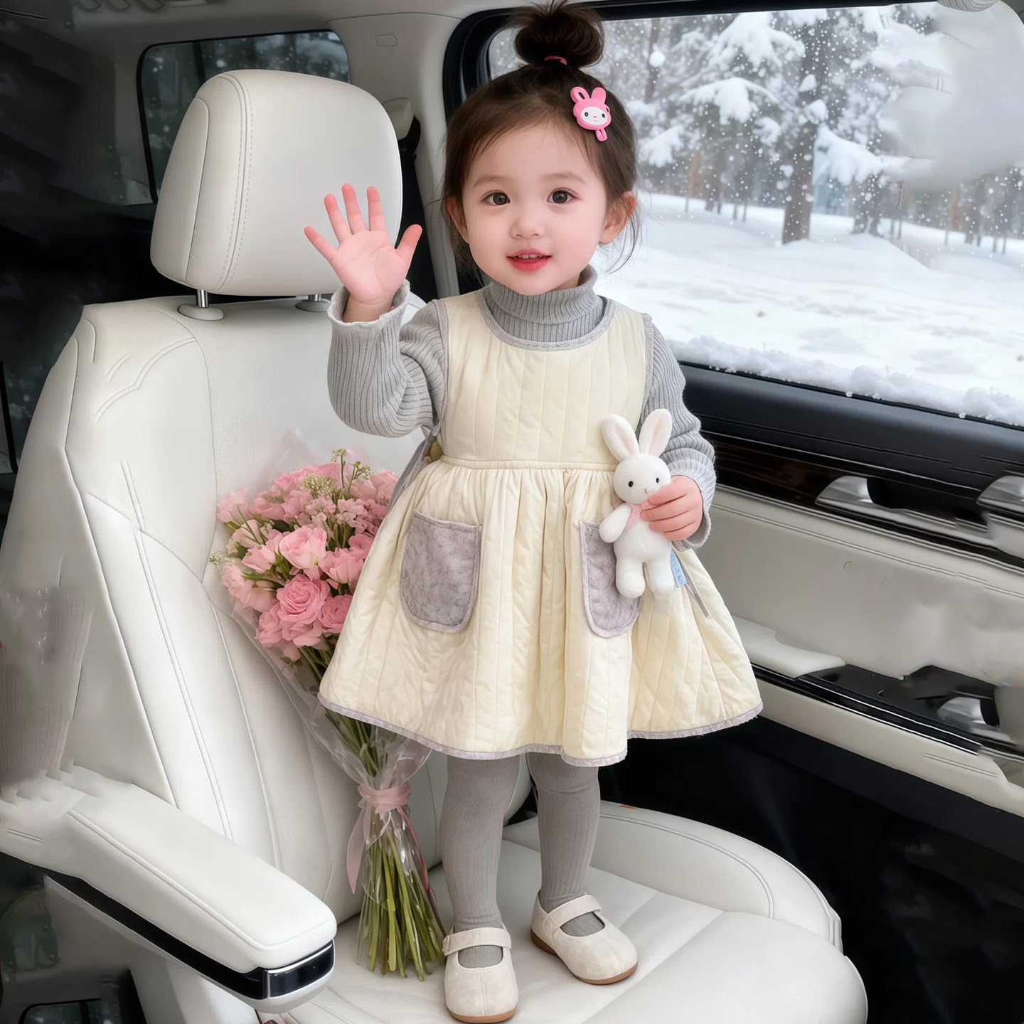 女童冬款夹棉连衣裙2025新款洋气儿童韩版宝宝时尚加厚保暖背心裙,淘宝优惠券,粉丝福利购,淘宝优惠卷