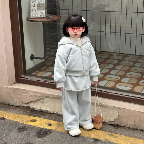 女童套装冬季 加绒、卫衣外套、卫裤、连帽 K25122346GP - 图2