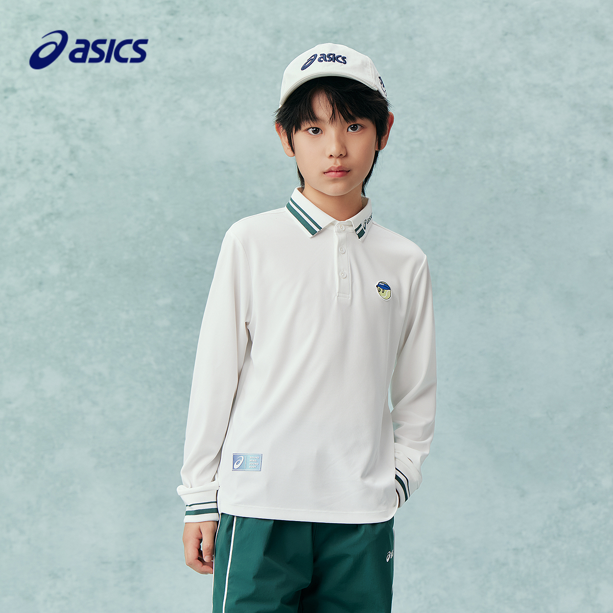 商场同款亚瑟士童装2025年春季新款网球儿童速干上衣长袖针织T恤 - 图0