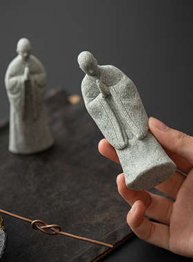 闲暇生活青砂石扫地僧小摆件