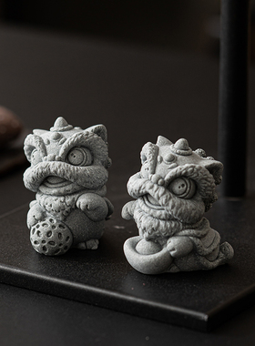 闲暇生活国潮风醒狮石狮摆件