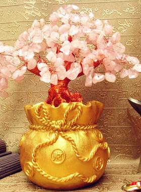 水晶摇钱树摆件招财钱袋树家居创意酒柜家装饰品客厅电视柜发财树