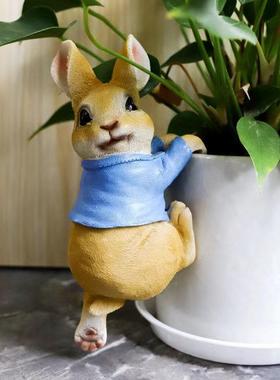 创意玄关装饰可爱花盆挂件软装客厅小兔子盆景家居饰品工艺品