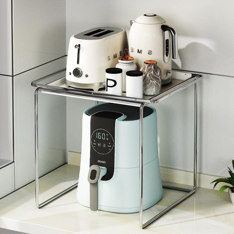 电饭煲置物架厨房电饭锅空气炸锅台面收纳锅具烤箱微波炉家用架子 - 图1