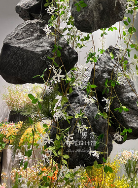 新品仿真石e头装饰石头PU轻可垂吊贴墙可装饰绿植搭配造景石多功