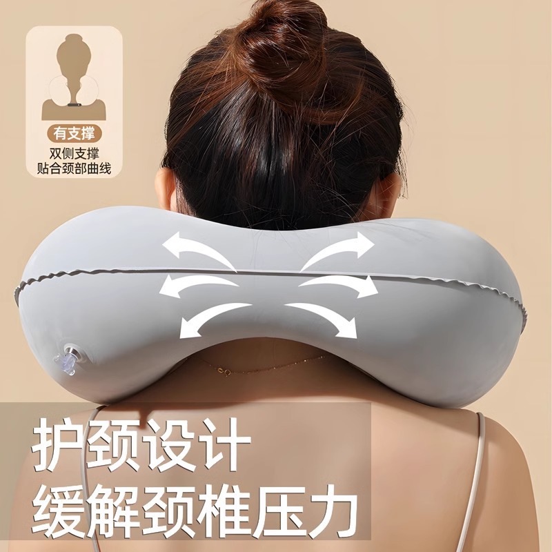 充气u型枕旅行便携颈枕坐车飞机u形枕护颈旅游出行靠脖按压式枕头
