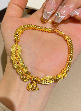 明星同款古法金色小葫芦手链