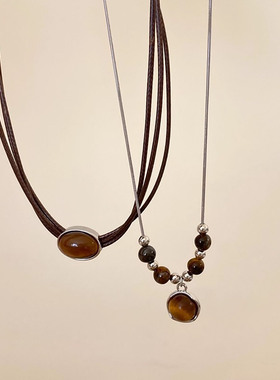 秋冬美拉德虎眼石吊坠项链