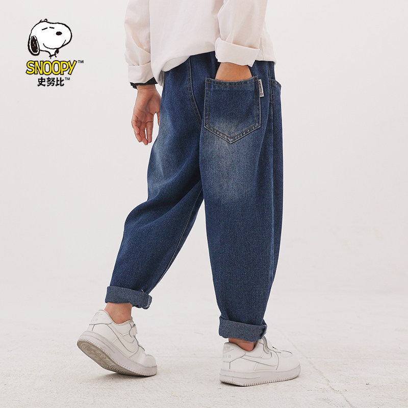 史努比男童加绒牛仔裤秋冬款2025新款冬季小童直筒裤儿童加厚裤子,淘宝优惠券,粉丝福利购,淘宝优惠卷