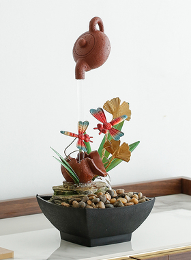 速发创意悬壶流水摆件循环开生财办公客室厅桌面装饰摆设乔迁水业