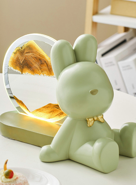 极速创意兔子流沙画摆件玻璃沙漏客厅卧室L桌面摆件家居饰品生日