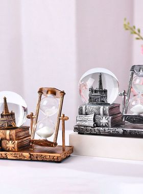 水球复古水晶球沙漏摆件计时器