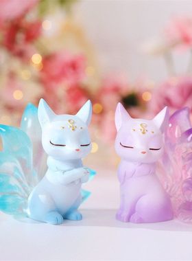 礼品手办九尾狐桌面摆件盲盒国潮