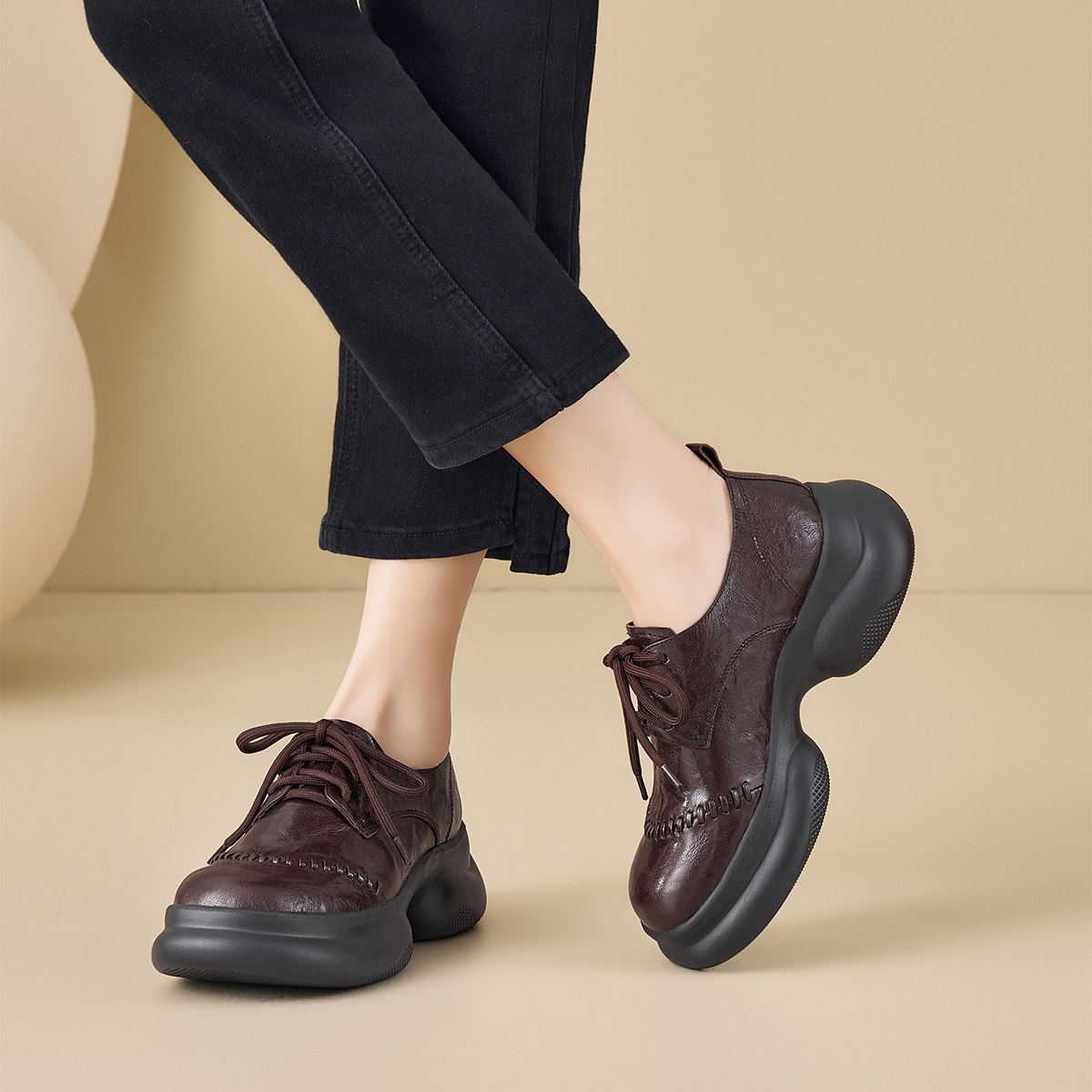 星期六复古羊皮英伦风厚底深口单鞋女中跟舒适软底不累脚通勤皮鞋,淘宝优惠券,粉丝福利购,淘宝优惠卷