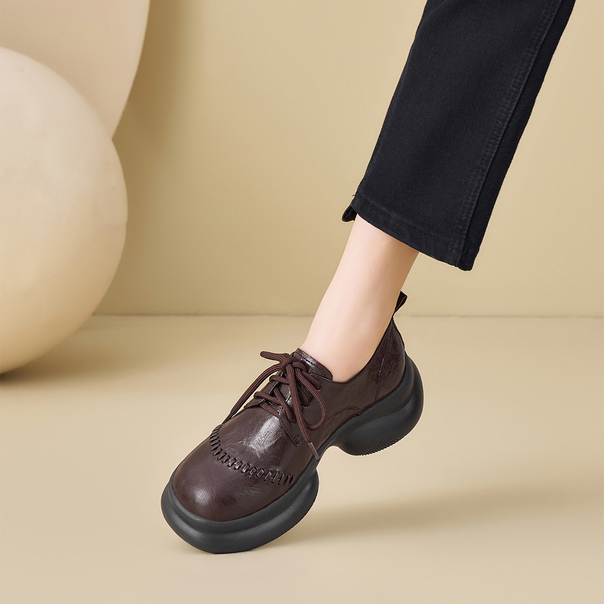 星期六复古羊皮英伦风厚底深口单鞋女中跟舒适软底不累脚通勤皮鞋,淘宝优惠券,粉丝福利购,淘宝优惠卷