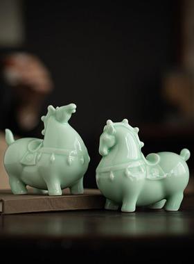 马到成功陶瓷小唐马摆件新中式客厅电视柜装饰品小号生肖马吉祥物