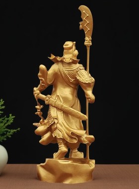 关公武财神摆件精雕装饰办公室中式简约摆件客厅室内金属工艺品