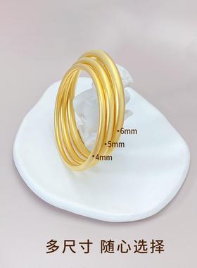 假黄金古法素圈实心手镯子仿真女款锡沙金传承不掉色首饰叠戴手环