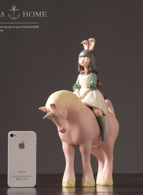 新品北欧现代简i约夜行独角兽艺术品摆件礼物 创意酒柜桌面家居装