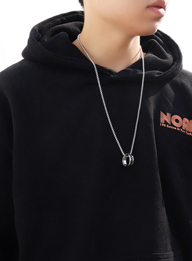 极速百搭链条钛钢戒指项链吊坠男士个性潮M人嘻哈挂坠情侣配饰女