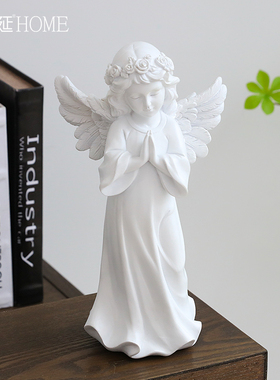 新品欧式复古白色天m使树脂雕塑石膏人像摆设北欧玄关客厅装饰品