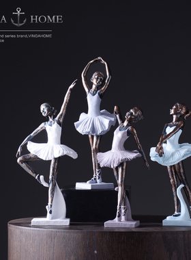 新品现代简约创j意芭蕾舞者少女孩小摆件房间卧室公主房优雅装饰