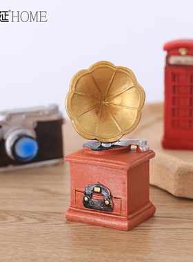 新品怀旧c复古小摆件留声机欧式创意家居客厅酒柜服装店铺装饰品