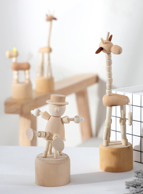 新品现代简约木质k动物摆件可爱动物小摆件创意客厅卧室儿童房间